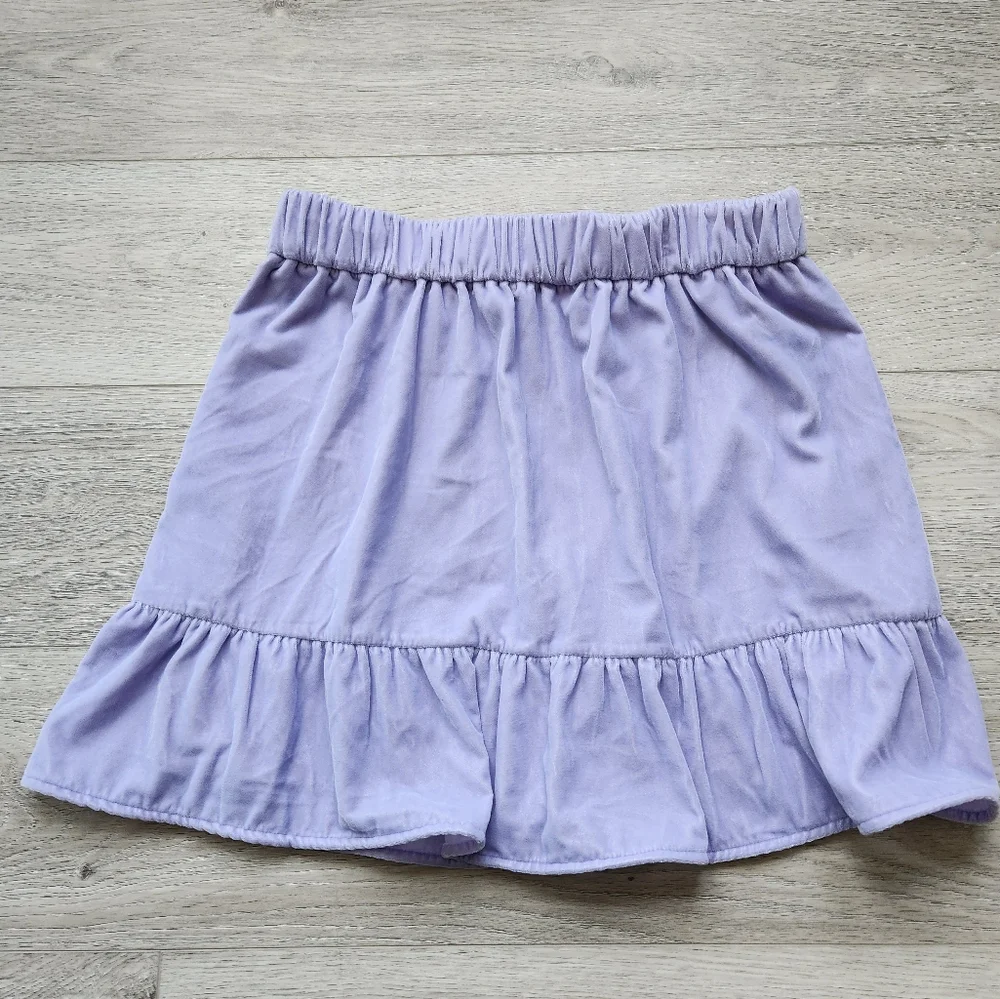 J. Crew Purple Velvet Skirt Womens Small Peplum Spring Pastel Lavender Summer